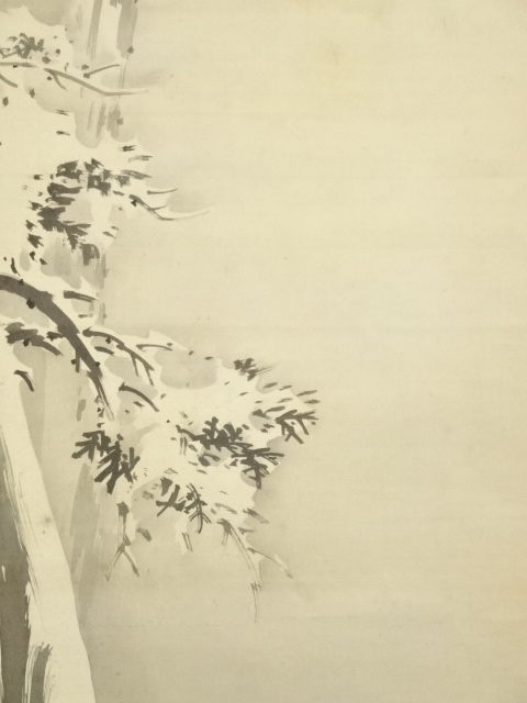 道具 ] - 道具 望月金鳳筆 雪中熊図 肉筆絹本掛軸（共箱） □z